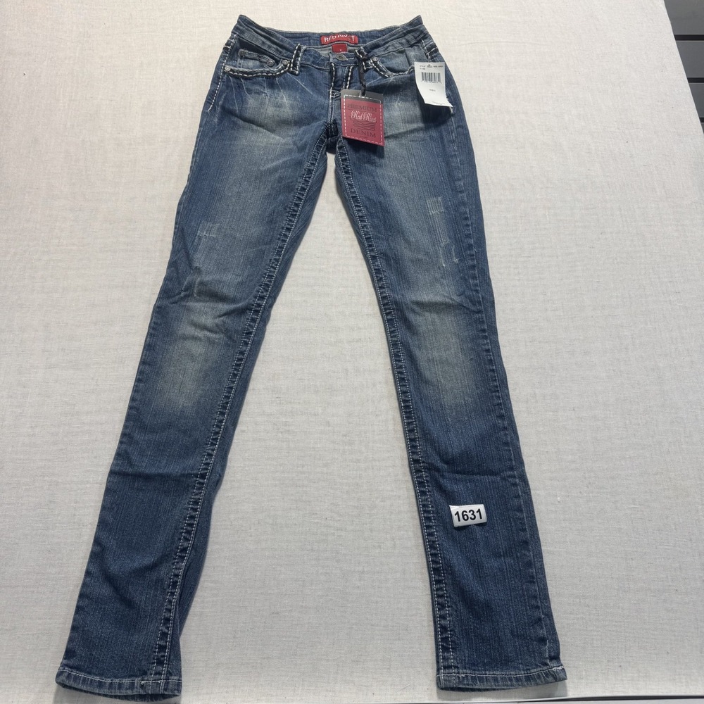 Red‎ Rivet Premium Rinse Denim Straight Jeans Girls Sz 3 Blue Brand New